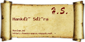Hankó Sára névjegykártya