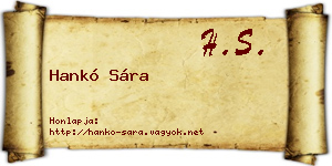 Hankó Sára névjegykártya
